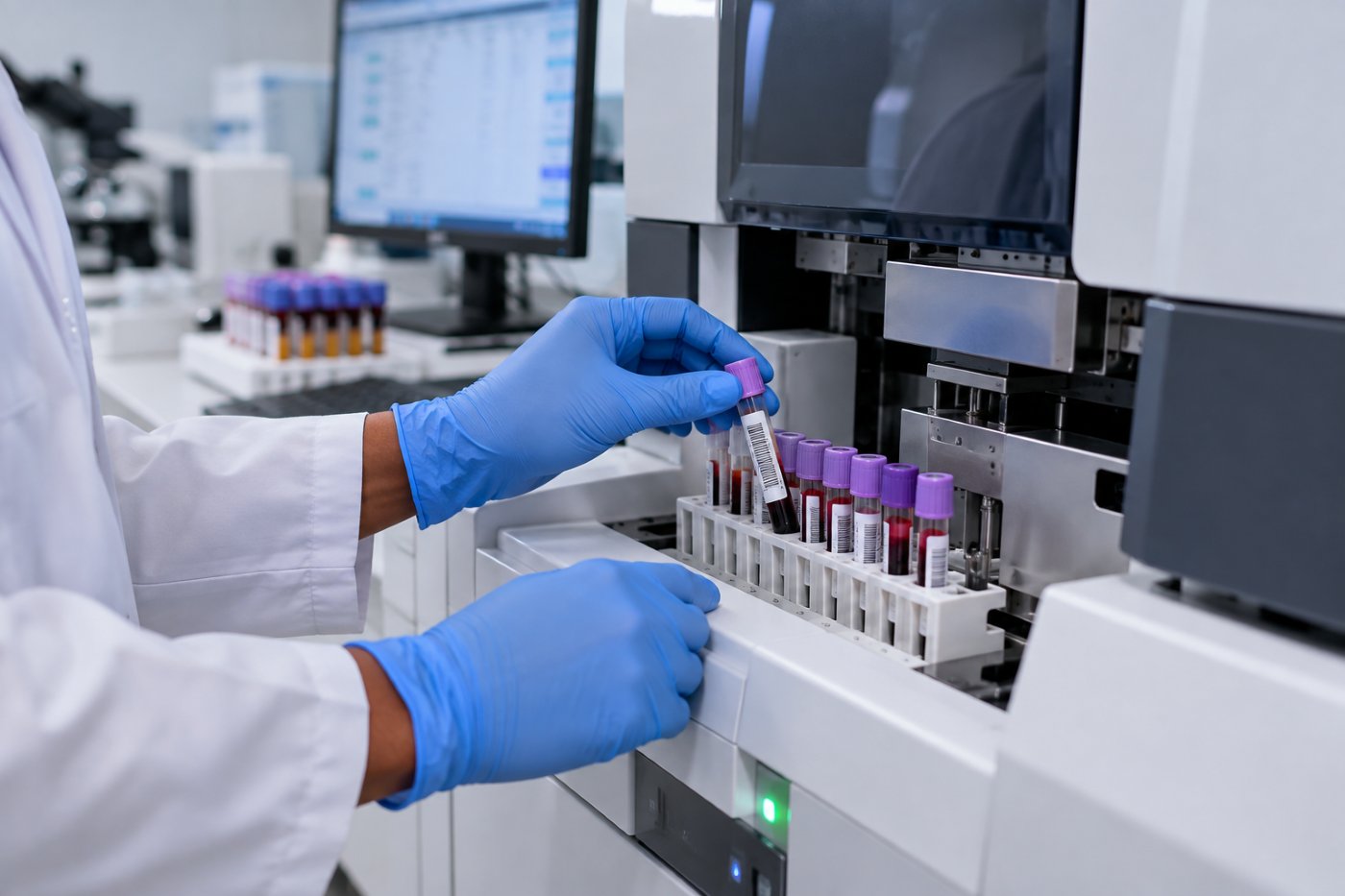 Blood sample in an automated laboratory analyser