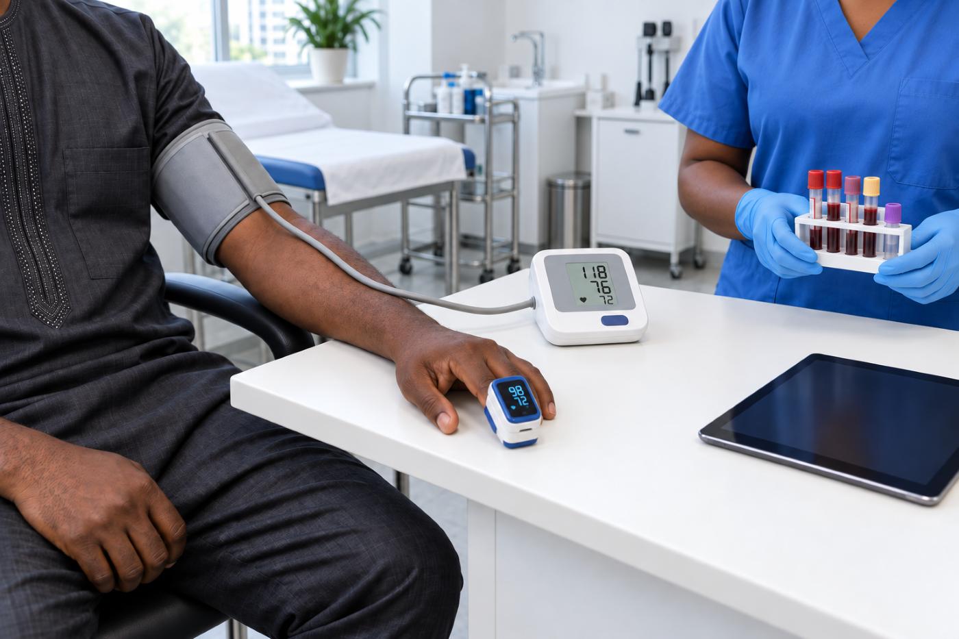 Blood pressure measurement during a health check